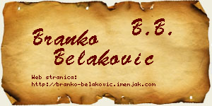 Branko Belaković vizit kartica